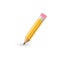 Yellow pencil isolated on white. Thick pencil with eraser. Vector illustration.