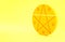 Yellow Pentagram in a circle icon isolated on yellow background. Magic occult star symbol. Minimalism concept. 3d