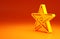 Yellow Pentagram icon isolated on orange background. Magic occult star symbol. Minimalism concept. 3d illustration 3D