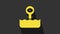 Yellow Periscope in the waves above the water icon isolated on grey background. 4K Video motion graphic animation