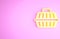 Yellow Pet carry case icon isolated on pink background. Carrier for animals, dog and cat. Container for animals. Animal