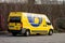 Yellow Peugeot Boxer van of Ceska posta Czech post office parked in Ostrava when delivering packages and parcels