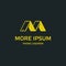 Yellow phone logo template. Several phones rely on each other look like the letter M.