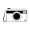 Yellow photo camera digitally line icon style