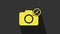 Yellow Photo camera with screwdriver and wrench icon isolated on grey background. Adjusting, service, setting