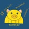 Yellow Pig Day Vector Illustration. Yellow Pig Silhouette and Pr