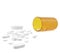 Yellow pill jar of pills on the floor