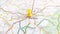 A yellow pin stuck in Angouleme on a map of France