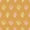 Yellow and pink algae coral reef repeat pattern vector print background