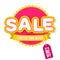 Yellow and pink label Sale. Vector illustration