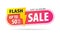 Yellow pink tag Flash sale 24 hour 50 percent off promotion website banner heading design on graphic white background vector for