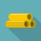 Yellow pipes icon, flat style