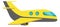 Yellow plane icon. Shiny cartoon airplane. Flying transport