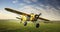 Yellow Plane in Low Flight, Spraying Agricultural Fields