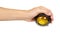 Yellow plastic gyroball. Exercise equipment for wrist. Sport tool