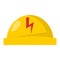 Yellow plastic helmet or construction safety hard hat engineer head safe equipment vector illustration.