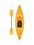 Yellow plastic kayak, part of a series of simple flat boats and water sports. Vector illustrations.