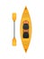 Yellow plastic kayak, part of a series of simple flat boats and water sports. Vector illustrations.