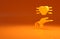 Yellow Pleasant relationship icon isolated on orange background. Romantic relationship or pleasant meeting concept