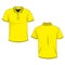 Yellow polo t-shirt mock up/template, front and back view, isolated on white background
