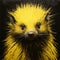 Yellow Porcupine: A Photorealistic Surrealist Painting On Black Canvas