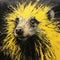 Yellow Porcupine: A Vibrant Monochrome Painting By David Walker
