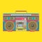 Yellow portable audio speaker - music vector illustration