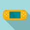 Yellow portable console icon, flat style