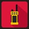 Yellow portable handheld radio icon, flat style