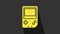 Yellow Portable video game console icon isolated on grey background. Gamepad sign. Gaming concept. 4K Video motion