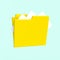 Yellow portfolio folder 3d icon. Information plastic file with documentation. Closed working data in special directory