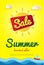 Yellow poster Summer sale limited offer. Big sun.