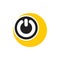 Yellow power button ball symbol logo vector