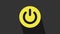 Yellow Power button icon isolated on grey background. Start sign. 4K Video motion graphic animation