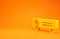 Yellow Presentation, movie, film, media projector icon isolated on orange background. 3d illustration 3D render