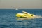 Yellow private pleasure boat on the Black Sea