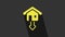 Yellow Property and housing market collapse icon isolated on grey background. Falling property prices. Real estate stock