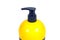 Yellow pump head  bottle on white