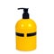 Yellow pump head bottle on white