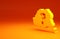 Yellow Question mark icon isolated on orange background. FAQ sign. Copy files, chat speech bubble and chart. Minimalism