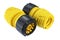 Yellow quick connect hose fitting isolated