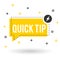 Yellow quick tips logo, icon or symbol with graphic elements suitable for web or documents