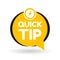 Yellow quick tips logo, icon or symbol with graphic elements suitable for web or documents