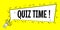 yellow quiz time banner with comic style background.