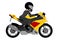 yellow racing motorcycle with biker isolated on the white background