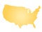 Yellow radial gradient silhouette map of United States of America, aka USA. Vector illustration