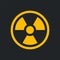 Yellow radiation symbol isolated on black background