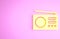 Yellow Radio with antenna icon isolated on pink background. Minimalism concept. 3d illustration 3D render