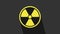 Yellow Radioactive icon isolated on grey background. Radioactive toxic symbol. Radiation Hazard sign. 4K Video motion