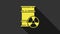 Yellow Radioactive waste in barrel icon isolated on grey background. Toxic refuse keg. Radioactive garbage emissions